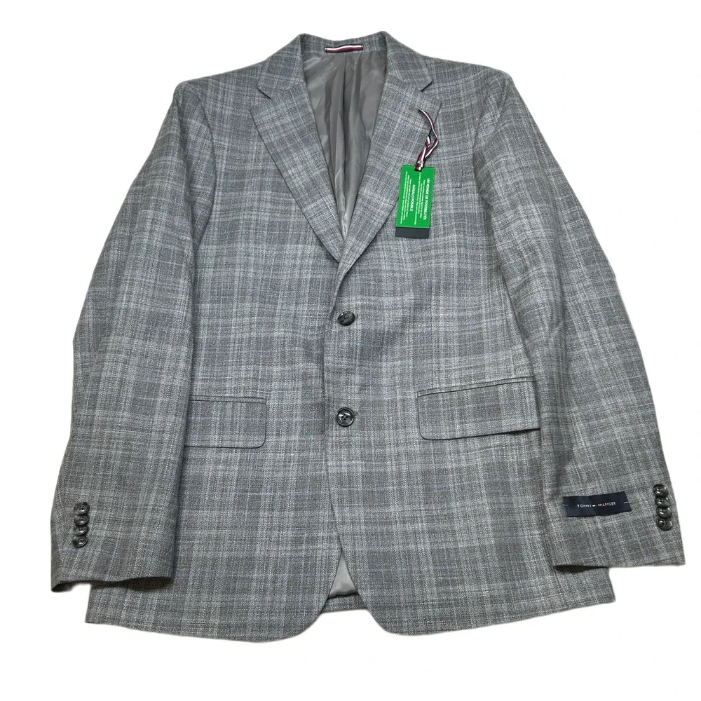 Tommy Hilfiger Modern-Fit Sport Coat Mens 38R 38 Gray Plaid‎ $295 NEW